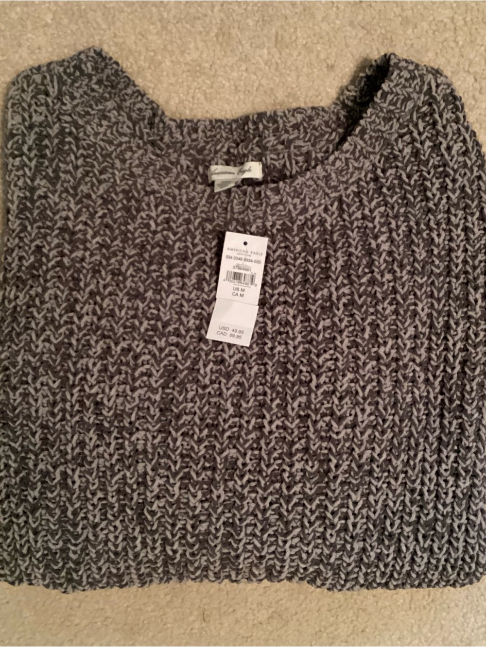 American Eagle Outfitters NWT Ladies Gray Cable Knot Sweater Size M